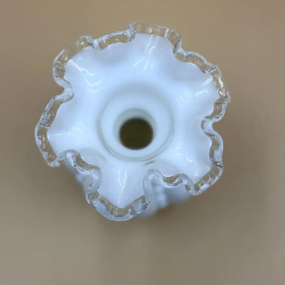 Vintage White Milk Glass 1940’s Fenton Silvercrest Vase Hobnail